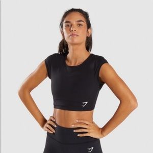 Gymshark Black Dreamy Cap Sleeve Crop Top X-small